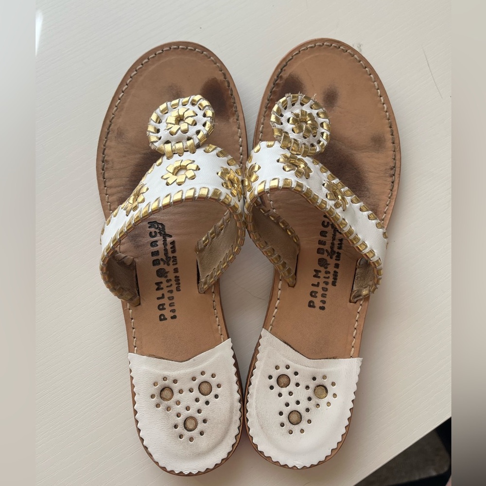 White and gold West Palm sandals